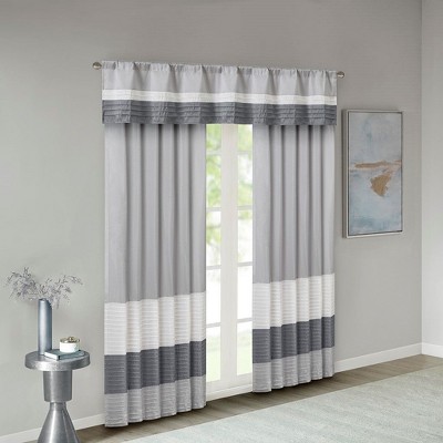 Kumasinova 84" Color-Block Single Curtains Panel,Transitional Window Panels with Rod Pocket & Back Tabs,Kitchen Curtains for Living Room & Bedroom