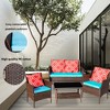 DOMETOUR Four-Piece Sofa Set Table With Sofa Chair PE Rattan Outdoor Furniture HY4-001 Box *1 With Sapphire Blue Color Cushion - 2 of 4