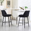 Black Linen Counter Height Swivel Bar Stools Set of 2, 360° Swivel Upholstered Bar Stools - 3 of 4