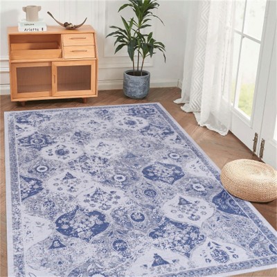 SKRAN Moroccan Trellis Washable Small Area Rug, Area Rug for Bedroom Living Room, Non-Slip Oriental Accent Throw Carpet