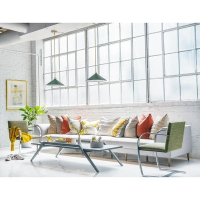 Sage Green and Brass 16" Steel Pendant Light