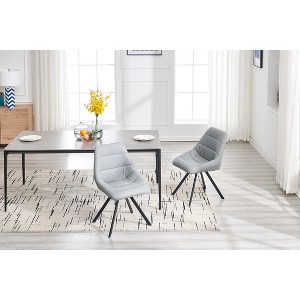 DOMETOUR Set of 2 Dining Chair Thickened Fabric Chairs with Metal Legs Grey - 1 of 4