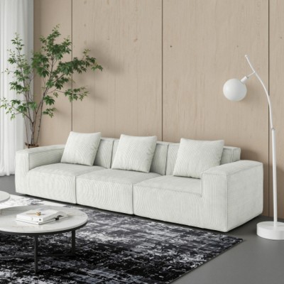 118" Modular Convertible Sofa Bed,Oversized 3-Seater Sofa Set, Free Configuration Sectional Couch for Living Room or Guest Space-Maison Boucle
