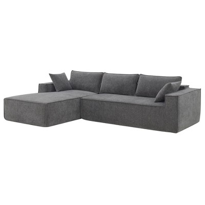 NicBex Modern L Shape Modular Sectional Sofa Chenille Fabric Couch with 2 Pillows for Living Room