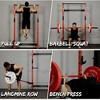 ER Kang 2" x 2" Folding Squat Rack Wall Mounted, Power Rack with Pull Up Bar, J Hooks, Landmine, Space-Saving Home Gym 1000 LBS Capacity, Red - 2 of 4