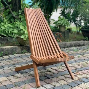 Moda Furnishings Outdoor Acacia Wood Folding Adirondack Chair - 1 of 4