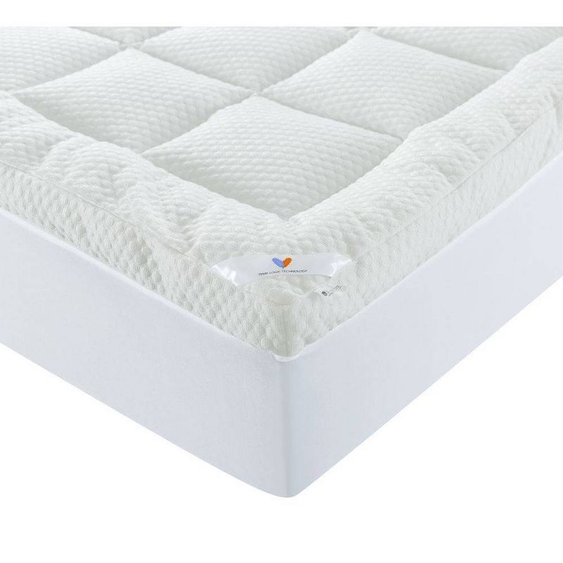 Queen Cool Knit Mattress Topper White - St. James Home, 3 of 5
