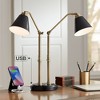 Possini Euro Design Sentry Modern Mid Century Desk Lamp 23" High Black Brass with USB Charging Port LED Adjustable Cone Shade for Bedroom Living Room - 2 of 4