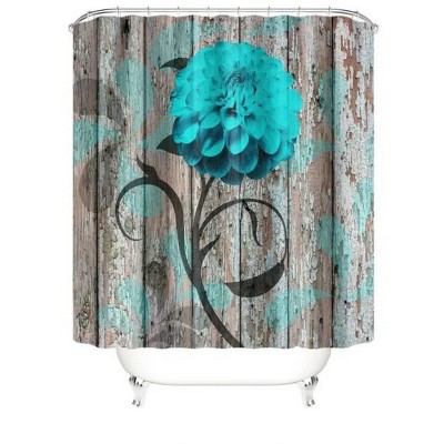 LunaLulinlk 4 Pcs Bathroom Shower Curtain Set Blue Rose Shower Curtain