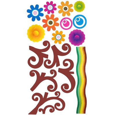 Slickblue Varied Bloom Flower Wall Stickers 13" x 23.5" - Decorative Vinyl Decals for Living Room & Bedroom
