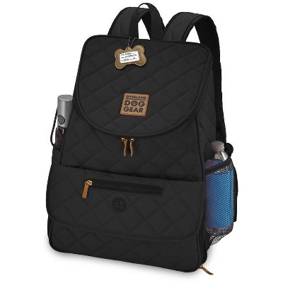 Black Quilted Rolling Dog Carrier Backpack with Accessories