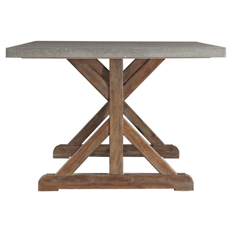 Camilla Farmhouse Concrete Topped Trestle Dining Table Vintage Pine - Inspire Q, 4 of 8