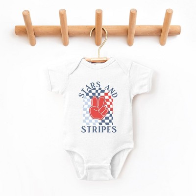The Juniper Shop Stars And Stripes Peace Baby Bodysuit
