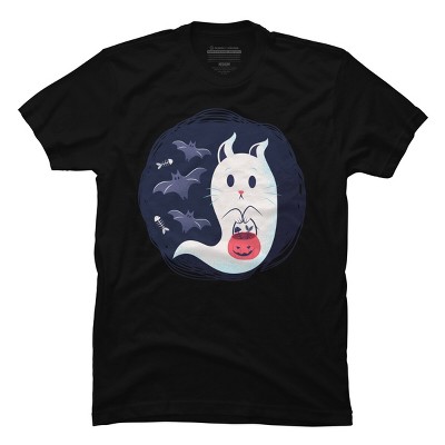 Men's Design By Humans halloween ghost cat By ArtStyleAlice T-Shirt
