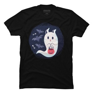 Men's Design By Humans halloween ghost cat By ArtStyleAlice T-Shirt - 1 of 2