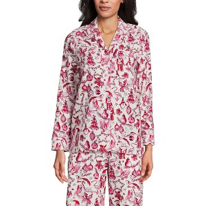 Lands' End Women's Long Sleeve Print Flannel Pajama Top - 1 of 4