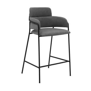 26" Oshen Counter Stool with Faux Leather and Metal Finish - Armen Living
