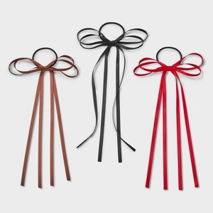 Satin Double Bows on Ponies Hair Clip Set 3pc - Wild Fable™ Brown/Black/Red - 1 of 3