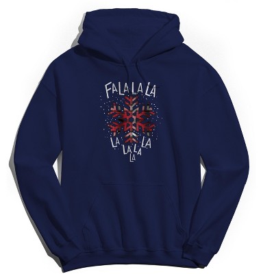 Rerun Island Men's Christmas Falala Snowflake Long Sleeve Graphic Cotton Hoodie