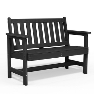 Hyleoty HDPE Outdoor Park Bench 48" x 22" x 35" ,Elegant, Comfortable and Durable - 1 of 4