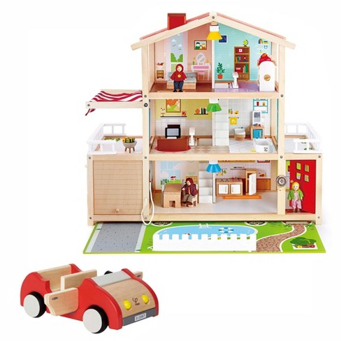 Family People Dolls Set Wooden House Kids Pretend Role Play Toy Childrens Gift 