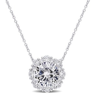 EVERLY JEWELRY  |   10k White Gold 4 3/8 CT TGW Created White Sapphire Fashion Pendant With Chain - 1 of 3