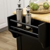 Resenkos Triple-Cabinet Kitchen Island on Wheels, Kitchen Storage Cabinet with Drawers, Rolling Utility Cart, Black - 3 of 4