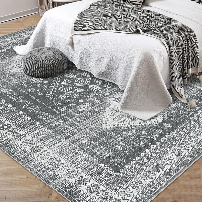 Boho Vintage Area Rug for Living Room,Washable Abstract Mattress,Non-Slip Low Pile Throw Soft Rugs with Rubber Backing,Kitchen Carpet