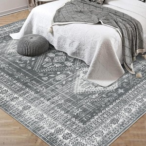 Boho Vintage Area Rug for Living Room,Washable Abstract Mattress,Non-Slip Low Pile Throw Soft Rugs with Rubber Backing,Kitchen Carpet - 1 of 4