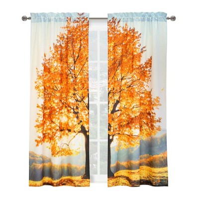 Autumn Sensation Colorful Fall Tree Light Filtering Drapes