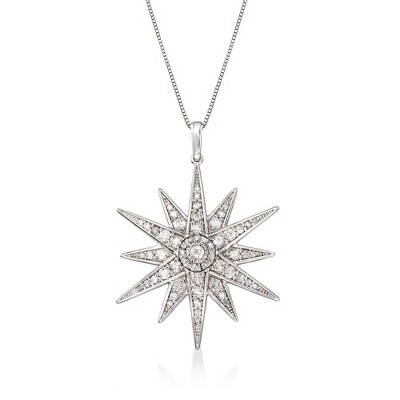 Ross-Simons 1.20 ct. t.w. Diamond Starburst Pendant Necklace in Sterling Silver