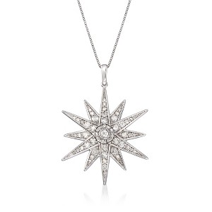 Ross-Simons 1.20 ct. t.w. Diamond Starburst Pendant Necklace in Sterling Silver - 1 of 3