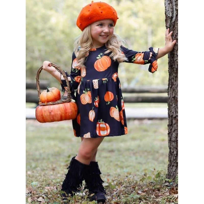 Girls Blessed & Pumpkin Obsessed Dress - Mia Belle Girls, 3 of 6
