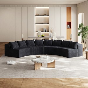 CAVINAS Curved Modular Sectional Sofa with 4 Seats,Symmetrical Semi Circular for Living Room,Modern Cloud Couch Sectional,2 Pillows per module,Black - 1 of 4