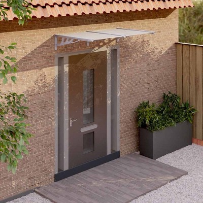 vidaXL Door Canopy Gray and Transparent 60"x35.4" Polycarbonate