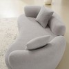 Spassway 67" White Upholstered Loveseat with Armrest Teddy Velvet Compression Couch with 2 Pillows - 3 of 4