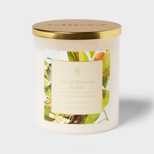 10oz Glass Jar Candle with Lid Orange Blossom and Oak - Threshold™ - 1 of 3