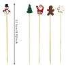 100 Pieces Christmas Cocktail Picks Cute Disposable Bamboo Decorative Toothpicks Santa Claus Gingerbread Man Tree Pattern Fruits Appetizer Skewers - 2 of 4