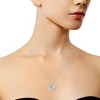 Haus of Brilliance Silver Pave-Set Diamond Accent Fashion Circle Pendant Necklace - 3 of 4
