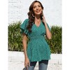 Clearlove Maternity Shirts V Neck Ruffled Sleeve Floral Tops Pleated Ruffle Hem Lightweight Summer Casual Tunic Blouses - 3 of 4