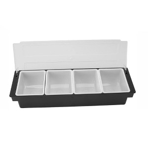 Aoibox Bar Fruit Condiment Caddy with Lid, 4-Compartment Garnish Tray for Bartenders, Plastic Toppings Container for Fruits, Ice Cream, Salad - 1 of 4