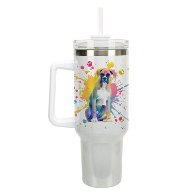 100 North Queen Royal Crown Wrap-Around 40 Oz. Stainless Steel Water Bottle Coffee Mug, Spill & Leak Resistant, Travel Tumbler with Handle, Lid &