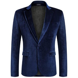 COOFANDY Men's Velvet Blazer Notched Lapel Velour Suit Jacket One Button Tuxedo Jackets for Wedding Prom Party Dinner - 1 of 4