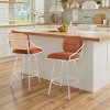 Art Leon Comfortable Fabric Mid-century Modern Swivel Barstool with Wood Back and Metal Frame - 3 of 4