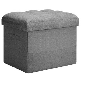 Itopfox Foldable Storage Ottoman with Thick Foam Padded Seat, Foot Rest Stool in Linen Fabric, 43L Storage Bench for Bedroom Living Room, Dark Gray - 1 of 4