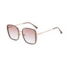 Anna-Kaci Minimalist Square Frame Sunglasses with Slim Metal Arms and Flat Top Bridge Design for Everyday Wear - Brown - 2 of 2