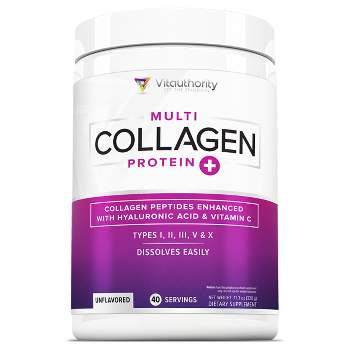 Multi Collagen Protein Plus, Unflavored, Vitauthority, 40 Servings