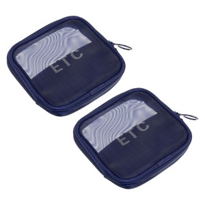 Unique Bargains Nylon Mesh Zipper Portable Travel Home Storage Makeup Bag 2 Pcs - 1 of 3