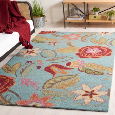 Blossom Blue Floral Hand-Tufted Wool Area Rug, 3' x 5'