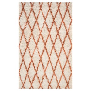 Ivory/Terracotta Abstract Knotted Area Rug - (6
